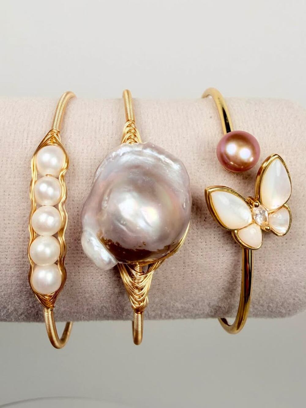 RARE! One of a Kind Genuine Freshwater King Baroque Pearl Bangles